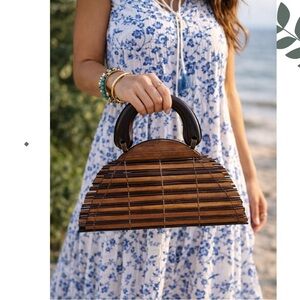 Vintage Wooden Slat Handbag | Boho Resort Statement Purse